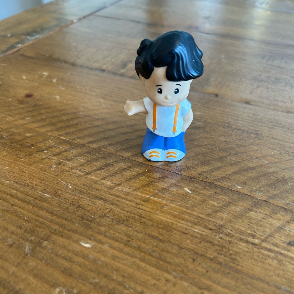 Fisher Price Little People boy with suspenders as is